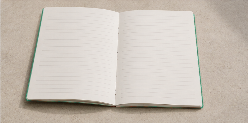 KIVI B6 lying open, showing the lined pages